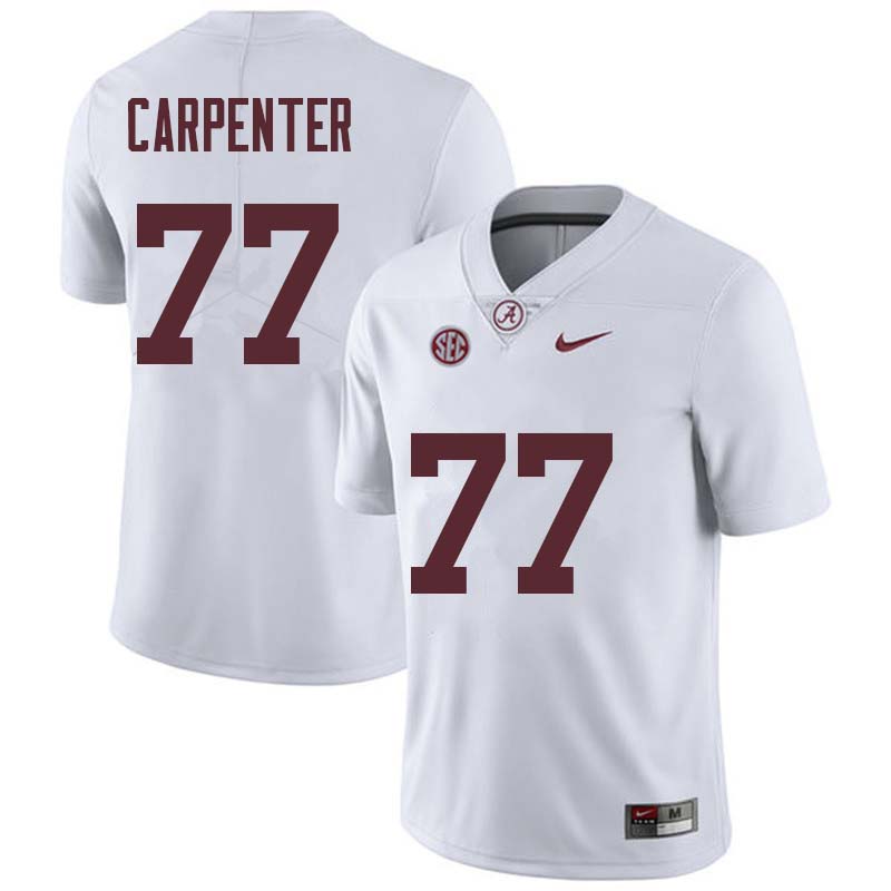 Alabama Crimson Tide Men's James Carpenter #77 White NCAA Nike Authentic Stitched College Football Jersey YR16U20ZA